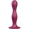 SATISFYER - GODE EN SILICONE DOUBLE BALL-R GRENAT