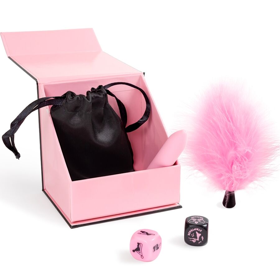 SECRET PLAY - COFFRET DE PLAISIRS POUR COUPLES : DÉS + BALLE VIBRANTE + STYLO À PLUME